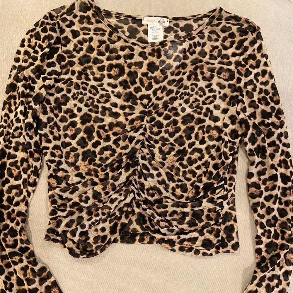 Mesh cheetah print long sleeve
